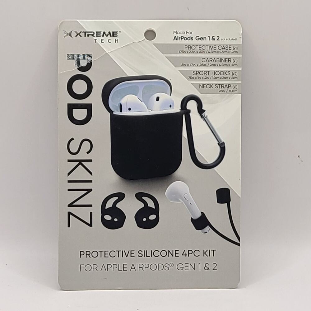 Xtreme Tech Pod Skinz 3 Piece Protective Airpods Gen 1 & 2 Case Anti-Slip Case
